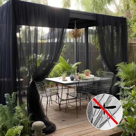 Lot de 2 moustiquaires d'extérieur noires (160 x 213 cm) pour jardin et terrasse, protection contre les insectes et intimité. (1/5)