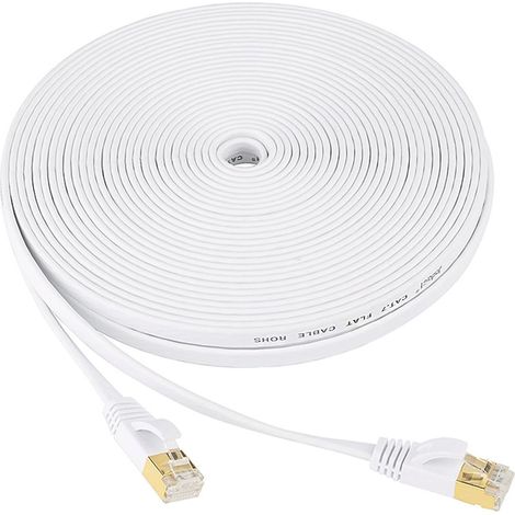 Cat 7 Plat Câble Ethernet, 10m Câble Réseau avec Plaqué rj45, 10 Gbps 600MHz 8P8C Câble Réseau LAN Haut Débit, Compatible Cat6/Cat5 und pour Routeur, Switch Modem, TV Box, PC Portable (1/5)