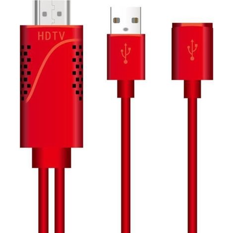 Téléphone vers téléviseur Câble adaptateur universel HDMI HDTV AV 1080p pour téléphone portable et tablettes rouge (1/4)