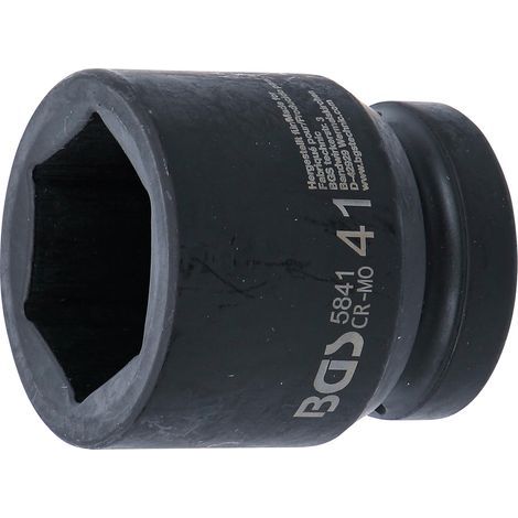 Impact socket, 6-point, 25 mm, chrome-molybdenum steel, 41 mm opening, for impact wrench (1/4)