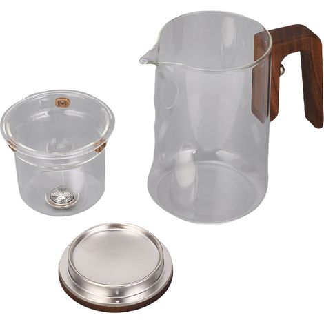 Théière Verre avec Passoire Poignée Bois Séparation Eau Magnétique – Infuseur Thé Pot Feuilles Vrac 800ml (1/2)