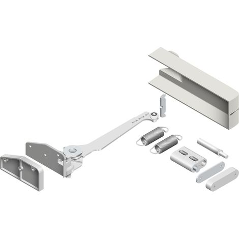 Cinetto Selbstöffnungssatz links PS23 mit Abdeckkappe passend zu Falttüren bis 50kg, grau (1/2)