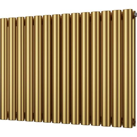 Omeara - Brushed Brass Horizontal Radiator H600mm x W812mm Double Panel (1/2)