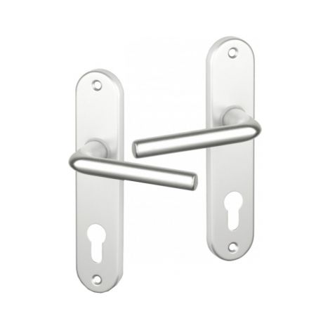 Ouvre&Déco – Ensemble poignée de porte extérieure sur plaque à cylindre – Aluminium anodisé argent – Entraxe 165 mm – Compatible serrure à relevage