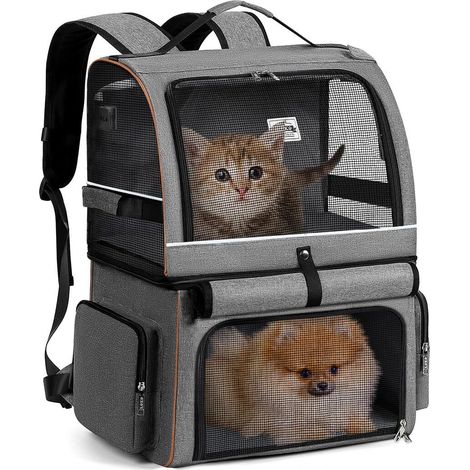 Sac à dos de transport pour animaux de compagnie extensible 2 en 1 pour chiens et chats, sac de voyage respirant et pliable pour petits et moyens animaux, idéal pour randonnée et trajets vétérinaire