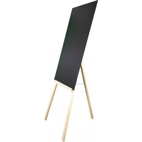 Chevalet trépied en bois brut avec ardoise double face de dimensions 97 x 52 cm (1/4)