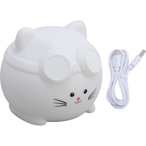 Veilleuse de dessin animé en silicone avec gestion intelligente du sommeil, rechargeable par USB, 3 luminosité réglable, contrôle du robinet, lampe de chevet LED pour chambre à coucher, blanc (1/5)