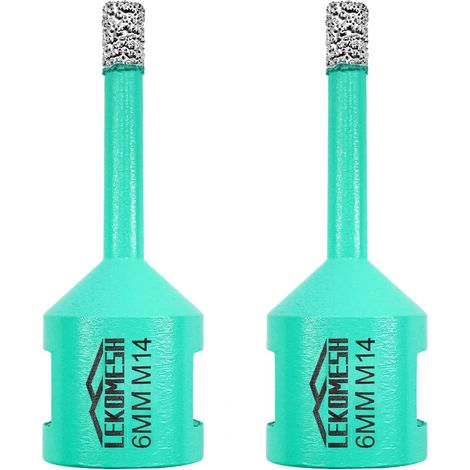Forets Diamant Carrelage 2pc-6MM - Trépan Diamant Pour porcelaine Céramique Tuiles Marbre Granit Pierre Quartz Brasage Sous Vide Forets diamantés Filetage M14 pour Meuleuse D'angle (1/5)
