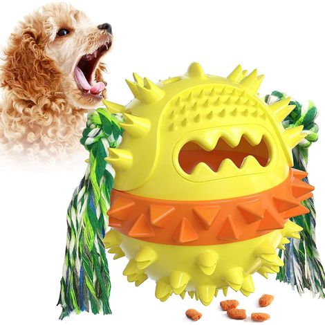 Jouet à mâcher interactif et multifonctionnel pour chien avec ventouse pour le nettoyage des dents (jaune) (1/5)