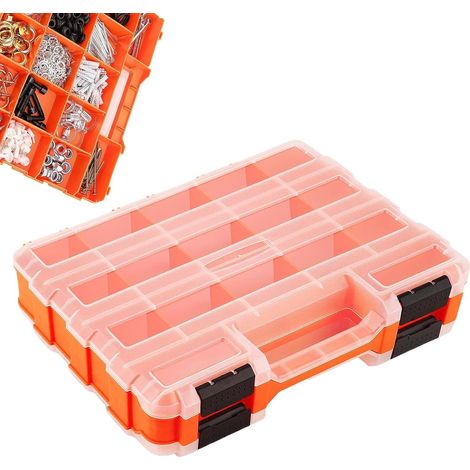 Boîte De Rangement À Outils Organisation Portative Double Face Avec 34 Coffret De Stockage Pour Mèches Boulons Écrous Avec Couvercle pour Électronique, Perles, Bijoux, Quincailleri (1/5)