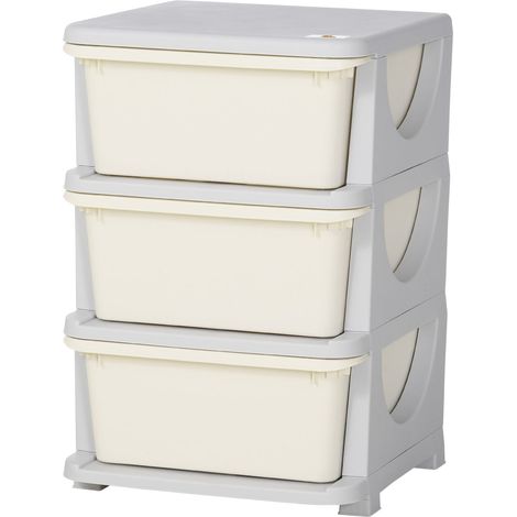 Cajonera para niños con espacio de almacenamiento, cajas de almacenamiento, organizador de juguetes, caja para juguetes, tres niveles para habitación infantil de 3 a 6 años, mueble infantil, blanco cr