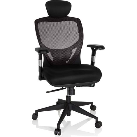 Bürostuhl / Chefsessel VENUS BASE Sitz Stoff / Rücken Netz silbergrau / schwarz hjh OFFICE (1/5)