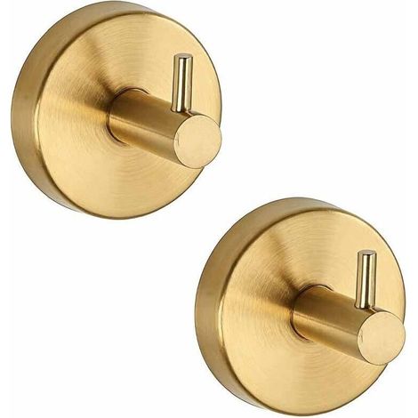 2 pièces de Crochets à ventouse en acier inoxydable Crochet porte-serviettes amovibles Porte-serviettes sans perçage Pour salle de bain, cuisine, porte vitrée, mur-, doré