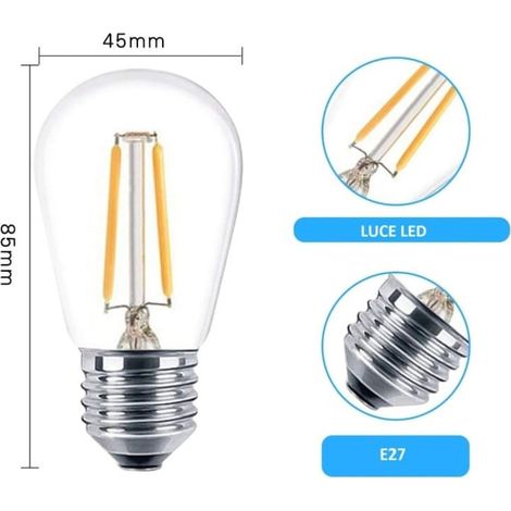 Lampadina LED 1W G45 ATTACCO E27 Luce calda 3000k Filamento 1800LM Plastica 270° (1/2)
