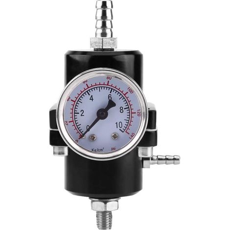Allecto - Kraftstoffdruckregler aus Aluminiumlegierung mit Manometer 0-140 PSI