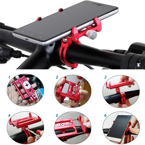 GUB – support de téléphone polyvalent pour vélo en alliage d'aluminium, Clip de barre de main, support de montage pour téléphone portable Android iPhone de 3.5 à 6.2 pouces (1/5)