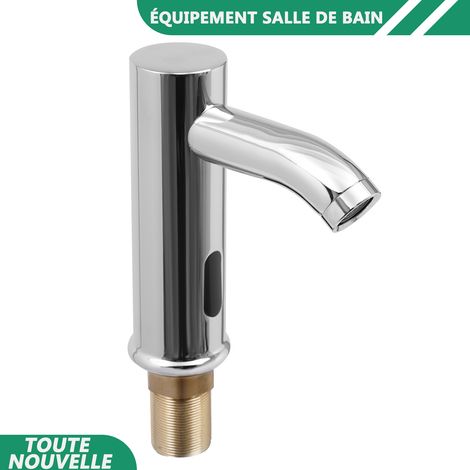WAOBDLA robinet de bain moderne en acier inoxydable robinet d'évier de capteur infrarouge avec 2x tuyaux d'eau (1/5)