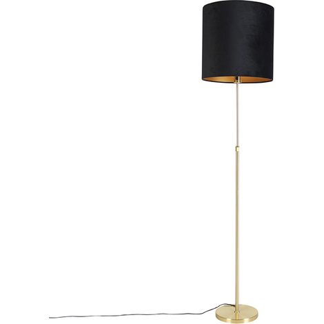 Floor Lamp Gold/Brass with Black Velvet Lampshade 40/40 cm - Parte