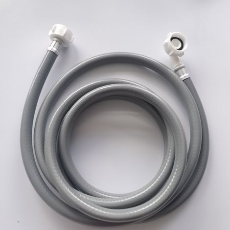 APEX Tuyau d'arrivée d'eau pour machine à laver, 2 mètres, coude fileté interne droit, 3/4 pouce, matériau en caoutchouc thermoplastique, pression maximale 4 bars, compatible avec toutes les marques. (1/4)