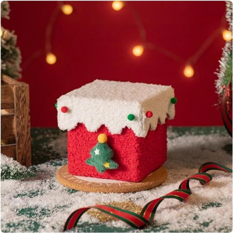 Boîte de Noël souple avec couvercle (rouge/blanche) - Avec ruban + Pour les articles de Noël - Boîte à bonbons créative / Boîte de fête / Boîte pour occasions spéciales - Idéale pour les cadeaux de No (1/5)