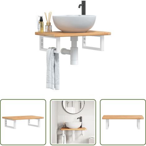 vidaXL Holz Waschtisch - Waschtischplatte mit Halterung Stahl und Massivholz Eiche (1/5)