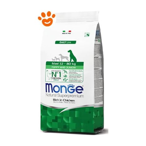 Monge Dog Natural Superpremium Maxi Puppy e Junior Pollo - Monge Dog Natural Superpremium Maxi Puppy e Junior Pollo - Sacco Da 800 Gr