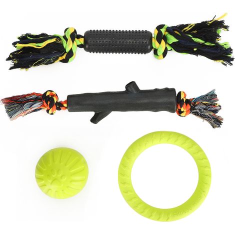 Set mit 4 Hundekauspielzeugen aus geflochtenem Baumwollseil zur Zahnreinigung von Welpen. Haustierzubehör. (1/5)