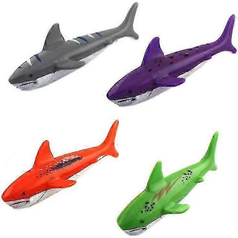 Lot de 4 jouets de natation pour enfants en forme de requin, jouet de plongée, jeu aquatique, jouet de piscine, requin glisseur (1/5)