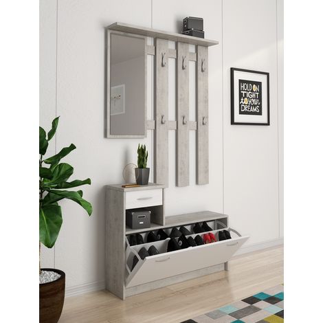 INGRESSO KEN VERA 100X26XH190CM CEMENTO / BIANCO (1/2)