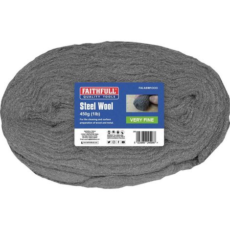 Faithfull Very Fine Steel Wool Grade 000, 450g - High-Quality Abrasive Cleaning and Polishing Tool