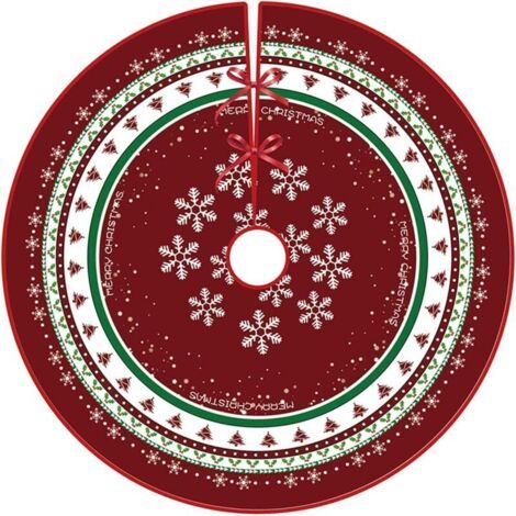 Pair Jupe pour sapin de Noël Jupe ronde de 90 cm - Tapis à motif flocons de neige avec éléments classiques pour les décorations de sapin et les fêtes de Noël