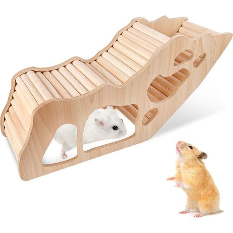 Guinea Pig House Wood, Guinea Pig Tunnel, Guinea Pig House, Guinea Pig House with Climbing Ladder, Houses Rodent Hamster Houses for Gerbils (1/5)