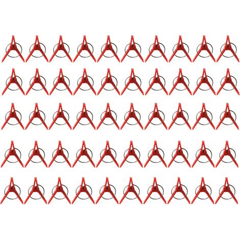 Attache Graftage Plante - Serre Clip de Fixation Red, 3x2.2cm - Lot de 50 en Plastique et Métal pour Jardins Fruits (1/4)