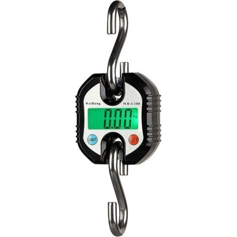 QORVA
-Échelles numériques, échelle à crochet, miniéchelle suspendue portable avec écran LCD, Peson Électronique 150 kg Balance Crochet Suspendu Dynamomètre LCD Crochet Peseur (Noir),de