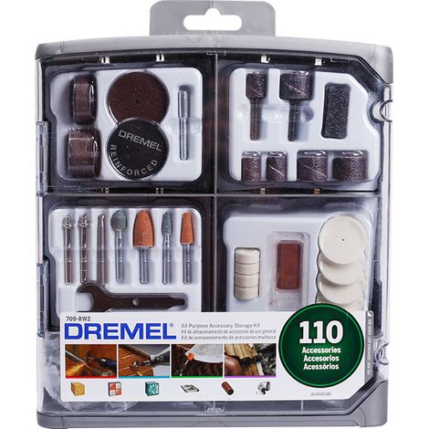 Dremel 709 Coffret de 110 Accessoires pour Outil Multifonction Rotatif SpeedClic pour Découper, Poncer, Graver, Meuler, Nettoyer, Sculpter et Polir (1/4)