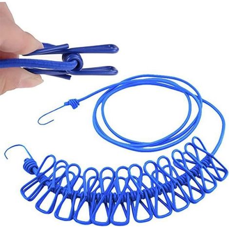 Portant À Vêtements, Voyage Portable Séchage Des Vêtements Cordon Élastique Suspendu Corde À Linge Corde À Linge (Bleu) (1/4)