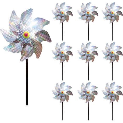 Reflektierender Windmühlen-Vogelschutz – 10er-Set – wetterfester PVC-Material – wirksam auch bei leichtem Wind (1/5)