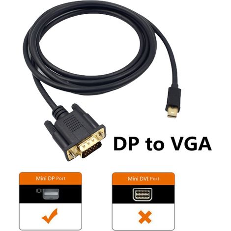 1,8 m Mini DisplayPort auf VGA-Adapter, kompatibel mit 1080p HDTV-Displays, MacBook Air und Pro. (1/5)