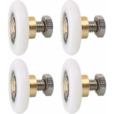 Juego de 4 rodillos para puerta de ducha, 23 mm, ruedas de repuesto para puertas de ducha, rodillos ranurados con tornillos - Crezuo