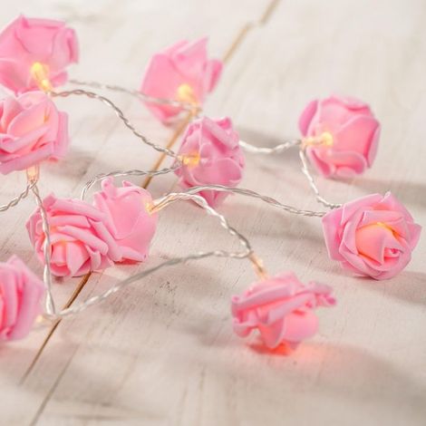 Guirlande Lumineuse 3m Fleurs Blanches à 20 LED Blanc Chaud à Piles rose (1/4)
