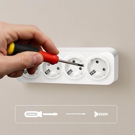 Bloc Prise Murale 4 x 2P+T Schuko 16A / 230VAC IP20 Version Prise en Saillie pour Montage Mural en Interieur Prises électriques Standard Murales avec Finition (1/4)