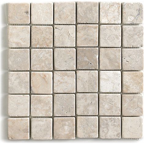 Pegane – Plaque mosaïque en marbre naturel blanc 30x30 cm – Pour mur et sol – Fragments taillés à la main – Poids 2 kg (1/4)