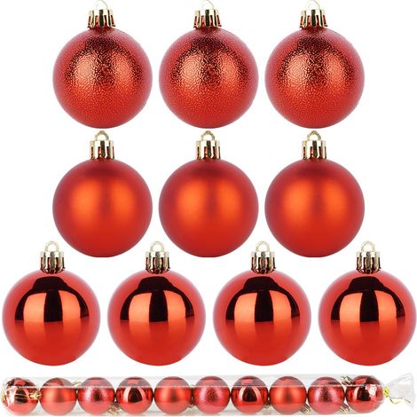 Bruchsichere rote Weihnachtsbaumkugeln, 5 cm Durchmesser, 10 Stück