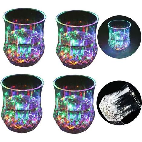 LED-Glas, 5 LEDs, Acryl, Acrylglas, bruchsicher, PC-Textur (4 Stück) (1/4)
