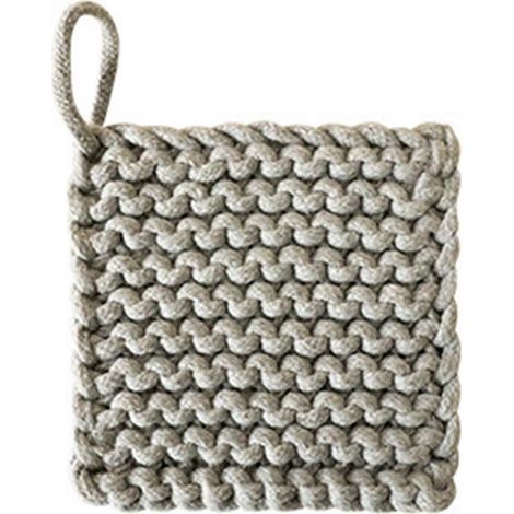 Dessous de verre en corde de coton tissée à la main, set de table carré minimaliste, résistant à la chaleur, antidérapant, réutilisable, style rustique, pour la cuisine et la salle à manger à la maiso (1/5)