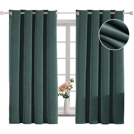 Samt-Verdunkelungsvorhänge, 140 x 145 cm, grün, 2er-Set