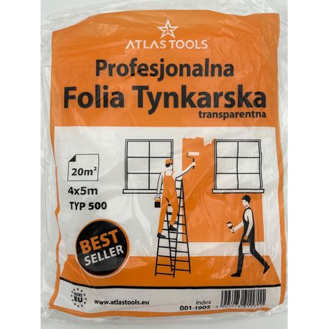 L谩mina transparente s煤per resistente para pintar y enlucir de Atlas Tools, 4x5 m (1/5)