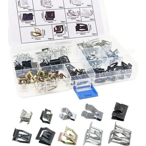 Lot de 100 clips en U pour garniture de voiture, 10 tailles, 4A0-867-276A, compatibles avec VW et Audi (1/4)