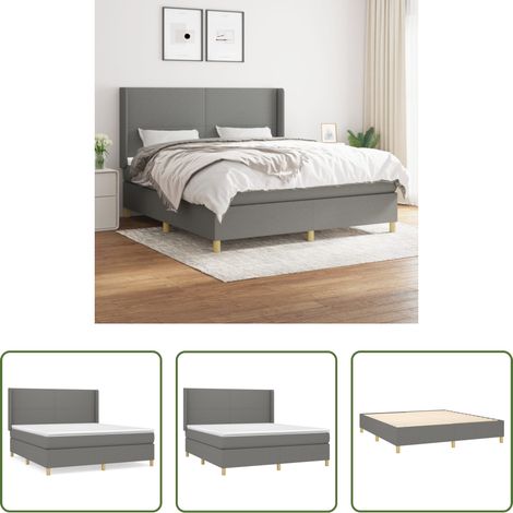 vidaXL Kopfteil - Boxspringbett mit Matratze Dunkelgrau 180x200 cm Stoff (1/5)