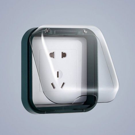 Prise étanche 2 pièces - autocollante - fixation murale - cache-interrupteur - boîtier de protection pour prises de salle de Femeo (1/5)